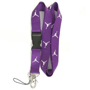 Purple and White Jordan Lanyard Keychain ID Badge Holder Quick release Buckle